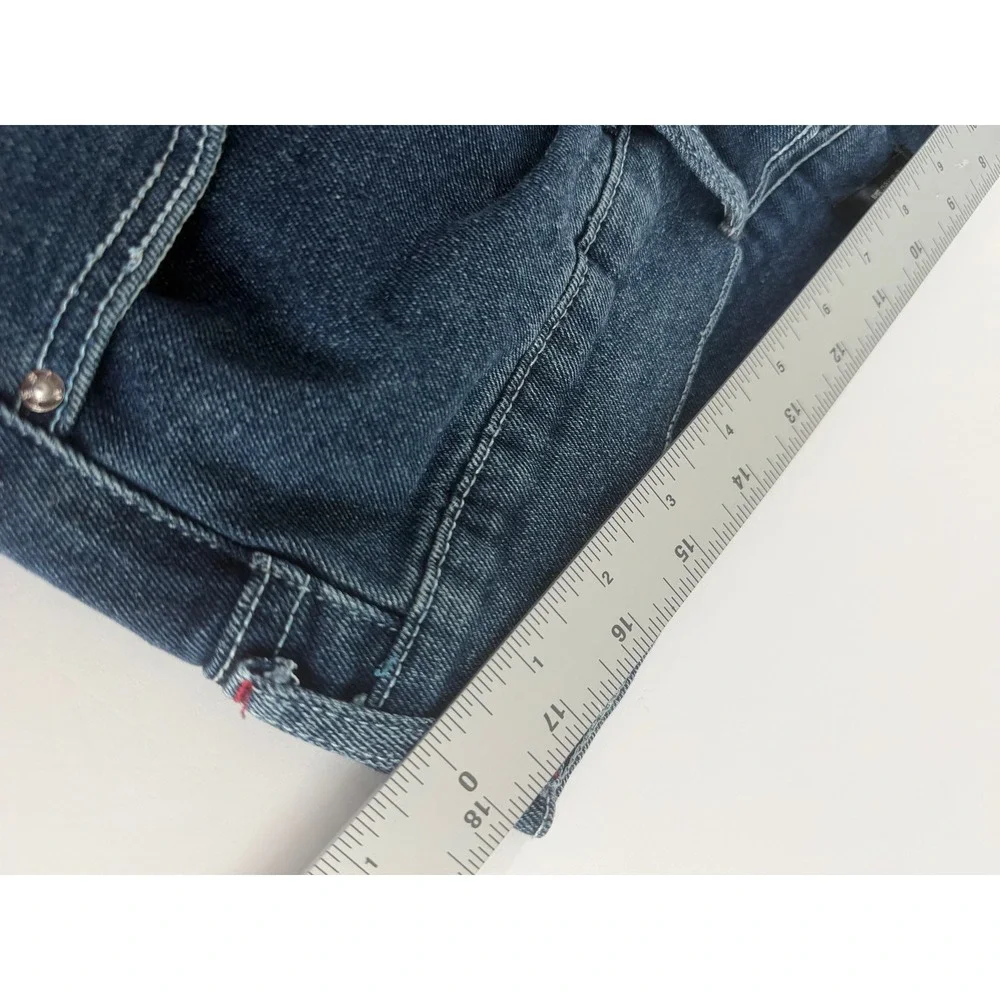 True Religion Geno Relaxed Slim Jeans Men 36 Dark Wash Red Horseshoe Flap Pocket